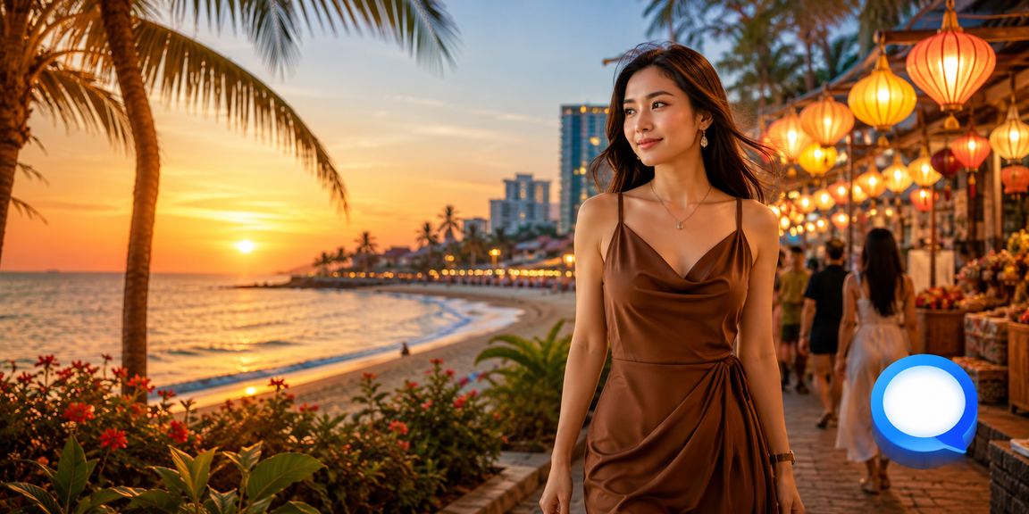 Khách du lịch tại Phú Quốc thư giãn với cá cược thể thao trực tuyến qua điện thoại bên bờ biển