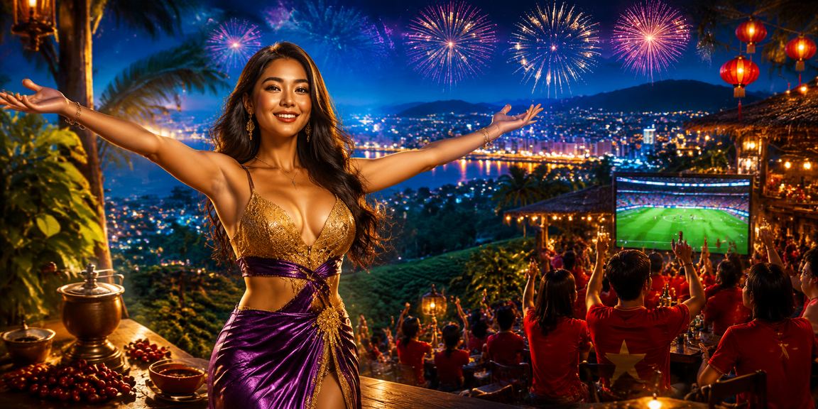 Không khí cá cược sôi động tại Việt Nam – bàn casino rực rỡ ánh đèn trong đêm